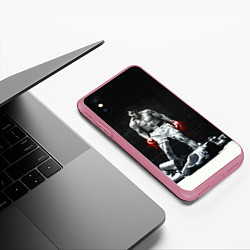 Чехол iPhone XS Max матовый Muhammad Ali, цвет: 3D-малиновый — фото 2