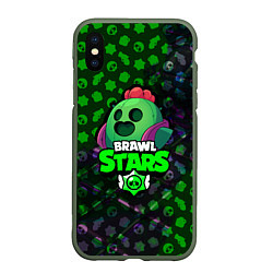 Чехол iPhone XS Max матовый BRAWL STARS:SPIKE, цвет: 3D-темно-зеленый