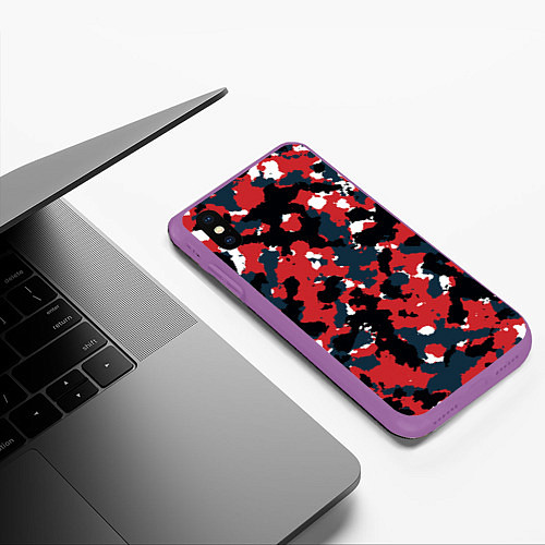 Чехол iPhone XS Max матовый КАМУФЛЯЖ / 3D-Фиолетовый – фото 3