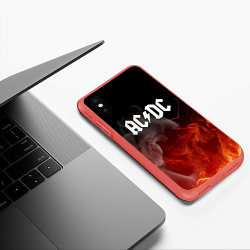 Чехол iPhone XS Max матовый AC DC / 3D-Красный – фото 3