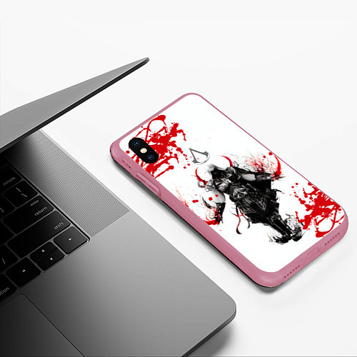 Чехол iPhone XS Max матовый Assassins Creed / 3D-Малиновый – фото 3