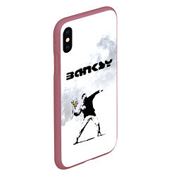 Чехол iPhone XS Max матовый Banksy, цвет: 3D-малиновый — фото 2