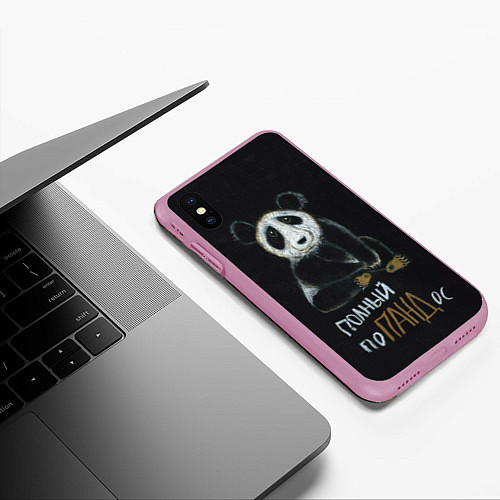 Чехол iPhone XS Max матовый Полный поПАНДос / 3D-Розовый – фото 3