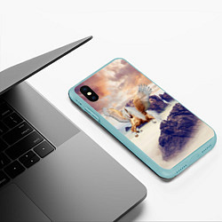 Чехол iPhone XS Max матовый Sea Sunset Horse, цвет: 3D-мятный — фото 2