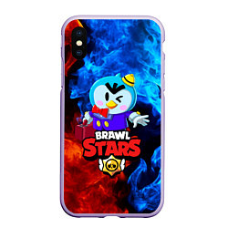 Чехол iPhone XS Max матовый BRAWL STARS MRP, цвет: 3D-светло-сиреневый