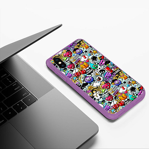 Чехол iPhone XS Max матовый Stickerboom / 3D-Фиолетовый – фото 3