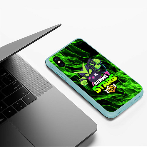 Чехол iPhone XS Max матовый BRAWL STARS VIRUS 8-BIT / 3D-Мятный – фото 3