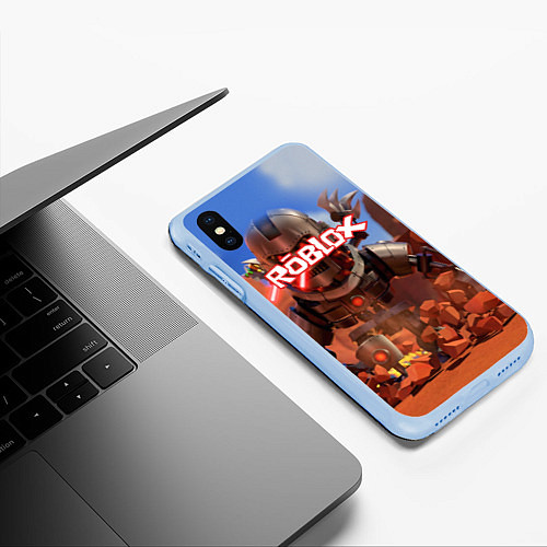 Чехол iPhone XS Max матовый ROBLOX / 3D-Голубой – фото 3