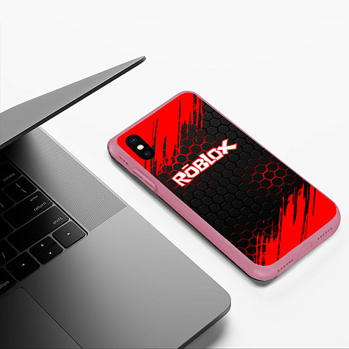 Чехол iPhone XS Max матовый ROBLOX / 3D-Малиновый – фото 3