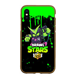 Чехол iPhone XS Max матовый BRAWL STARS VIRUS 8-BIT, цвет: 3D-коричневый