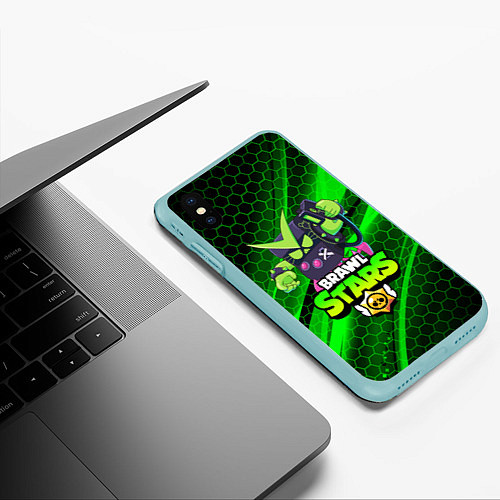 Чехол iPhone XS Max матовый BRAWL STARS VIRUS 8-BIT / 3D-Мятный – фото 3