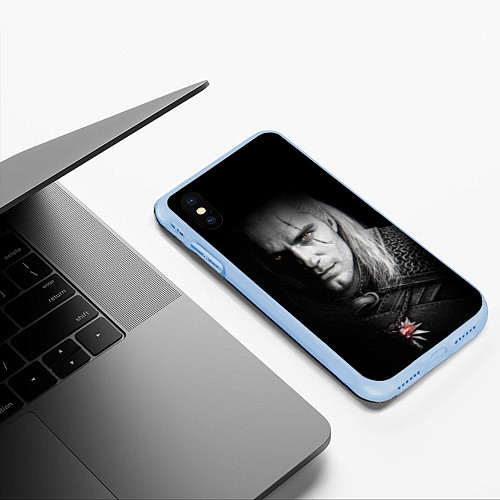 Чехол iPhone XS Max матовый Ведьмак / 3D-Голубой – фото 3