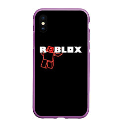 Чехол iPhone XS Max матовый Роблокс Roblox, цвет: 3D-фиолетовый