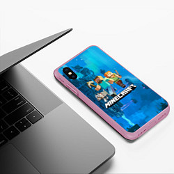 Чехол iPhone XS Max матовый Minecraft Майнкрафт, цвет: 3D-розовый — фото 2