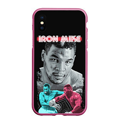 Чехол iPhone XS Max матовый Iron Mike, цвет: 3D-малиновый