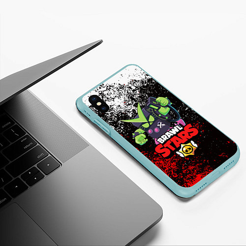 Чехол iPhone XS Max матовый BRAWL STARS VIRUS 8-BIT / 3D-Мятный – фото 3