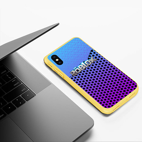 Чехол iPhone XS Max матовый Roblox Gradient Pattern / 3D-Желтый – фото 3