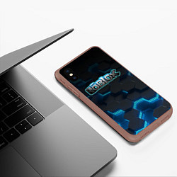 Чехол iPhone XS Max матовый Roblox Neon Hex, цвет: 3D-коричневый — фото 2