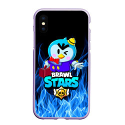 Чехол iPhone XS Max матовый BRAWL STARS MRP, цвет: 3D-светло-сиреневый