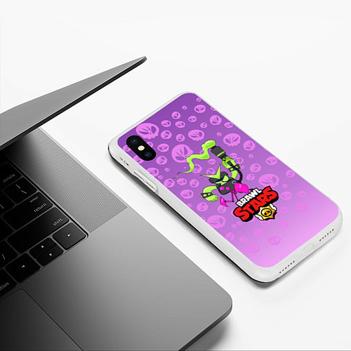 Чехол iPhone XS Max матовый Brawl Stars virus 8 bit / 3D-Белый – фото 3