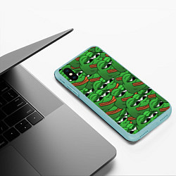 Чехол iPhone XS Max матовый Pepe The Frog, цвет: 3D-мятный — фото 2