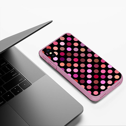 Чехол iPhone XS Max матовый Горох / 3D-Розовый – фото 3