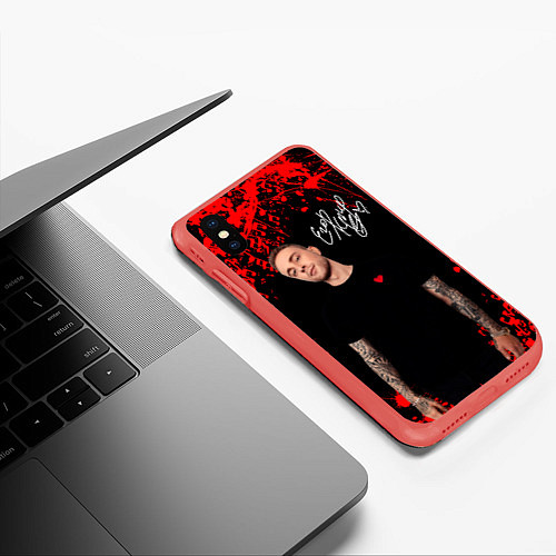 Чехол iPhone XS Max матовый ЕГОР КРИД / 3D-Красный – фото 3