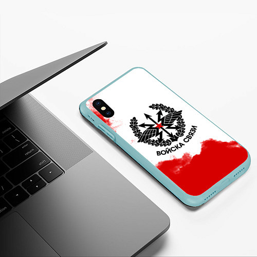 Чехол iPhone XS Max матовый Войска связи / 3D-Мятный – фото 3