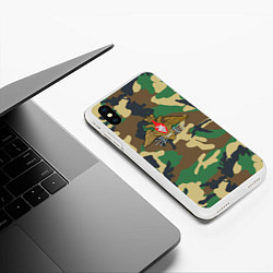 Чехол iPhone XS Max матовый Камуфляж Войска связи, цвет: 3D-белый — фото 2