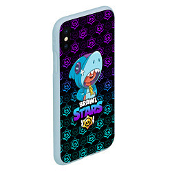 Чехол iPhone XS Max матовый Brawl stars leon shark, цвет: 3D-голубой — фото 2