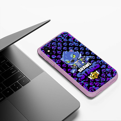 Чехол iPhone XS Max матовый Brawl stars leon оборотень / 3D-Сиреневый – фото 3