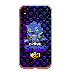 Чехол iPhone XS Max матовый Brawl stars leon оборотень, цвет: 3D-баблгам