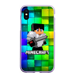 Чехол iPhone XS Max матовый Minecraft Майнкрафт, цвет: 3D-светло-сиреневый