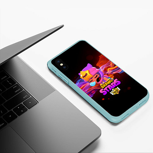 Чехол iPhone XS Max матовый BRAWL STARS SANDY / 3D-Мятный – фото 3