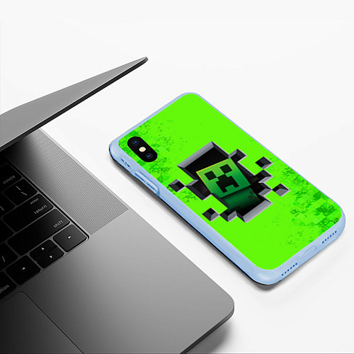 Чехол iPhone XS Max матовый MINECRAFT / 3D-Голубой – фото 3