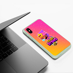 Чехол iPhone XS Max матовый BRAWL STARS SANDY, цвет: 3D-салатовый — фото 2