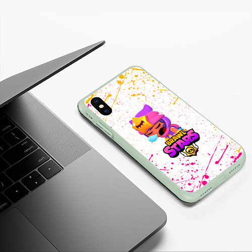 Чехол iPhone XS Max матовый BRAWL STARS SANDY / 3D-Салатовый – фото 3