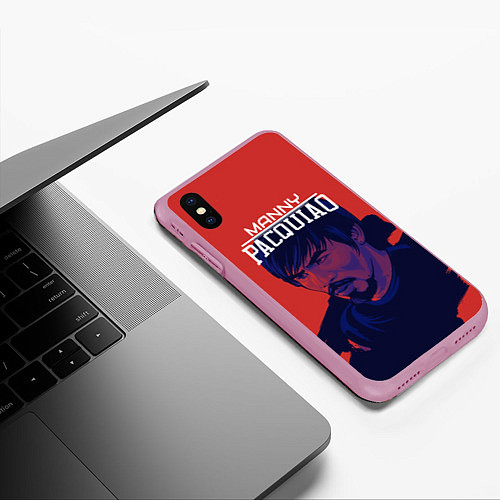 Чехол iPhone XS Max матовый Manny Pacquiao / 3D-Розовый – фото 3