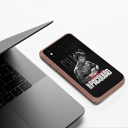 Чехол iPhone XS Max матовый Manny Pacquiao / 3D-Коричневый – фото 3