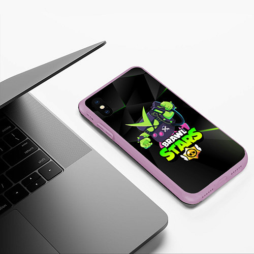 Чехол iPhone XS Max матовый BRAWL STARS VIRUS 8-BIT / 3D-Сиреневый – фото 3