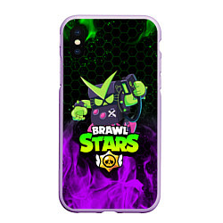 Чехол iPhone XS Max матовый BRAWL STARS VIRUS 8-BIT, цвет: 3D-сиреневый