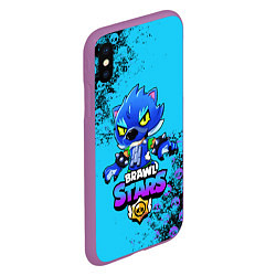 Чехол iPhone XS Max матовый Brawl Stars LEON, цвет: 3D-фиолетовый — фото 2