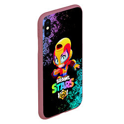 Чехол iPhone XS Max матовый Brawl Stars MAX, цвет: 3D-малиновый — фото 2