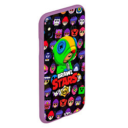 Чехол iPhone XS Max матовый BRAWL STARS LEON, цвет: 3D-фиолетовый — фото 2
