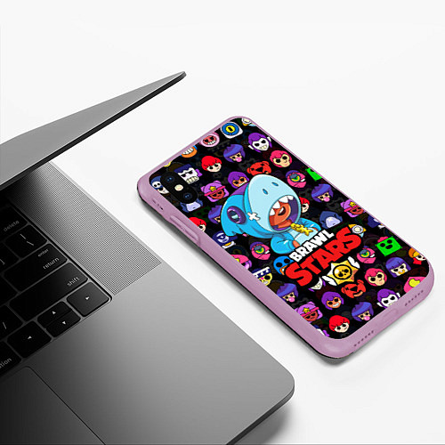 Чехол iPhone XS Max матовый BRAWL STARS LEON SHARK / 3D-Сиреневый – фото 3