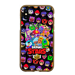 Чехол iPhone XS Max матовый BRAWL STARS, цвет: 3D-коричневый