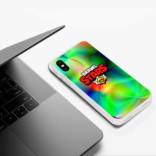 Чехол iPhone XS Max матовый BRAWL STARS / 3D-Белый – фото 3