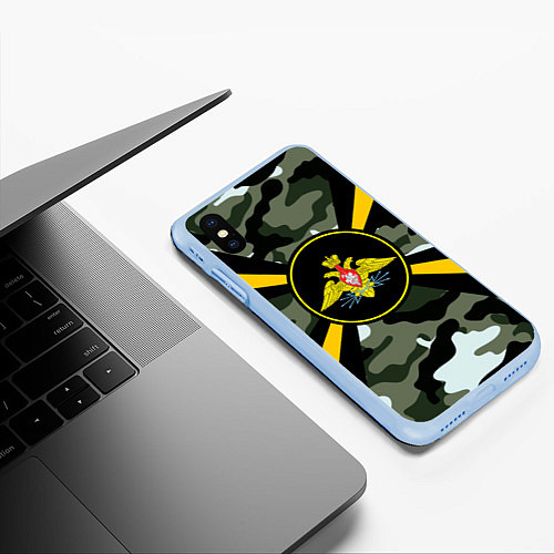 Чехол iPhone XS Max матовый Войска связи / 3D-Голубой – фото 3