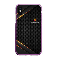 Чехол iPhone XS Max матовый PORSCHE, цвет: 3D-фиолетовый