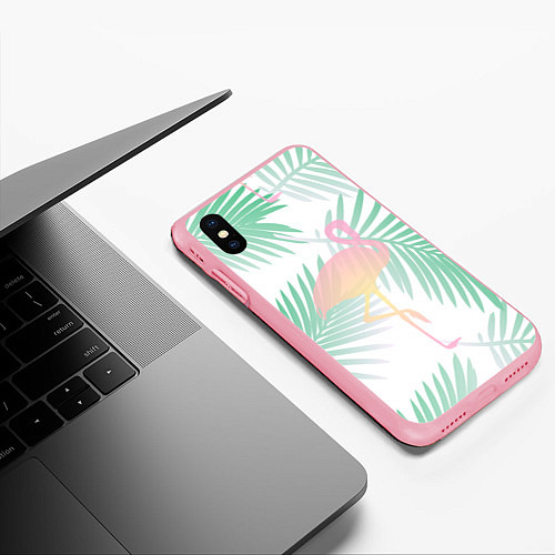 Чехол iPhone XS Max матовый Фламинго в джунглях / 3D-Баблгам – фото 3